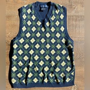 Vintage Ralph Lauren plaid sweater vest. Size large. Good condition. 1990s.
